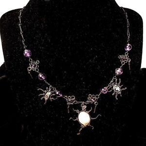 Bronzed Wire and Bead Matinee Necklace